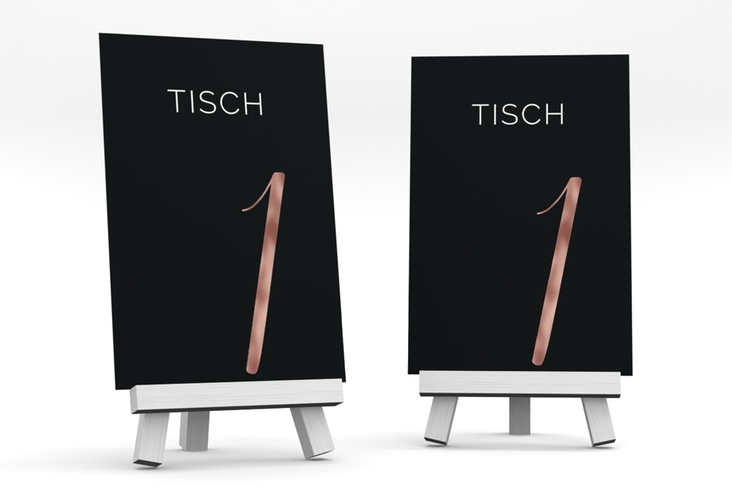 Tischnummer Hochzeit Eheschließung Tischaufsteller schwarz rosegold
