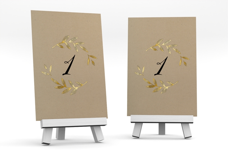 Tischnummer Hochzeit Naturelove Tischaufsteller schwarz gold
