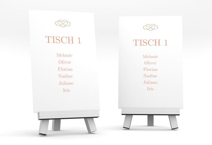 Tischaufsteller Hochzeit Infinity Tischaufsteller apricot gold