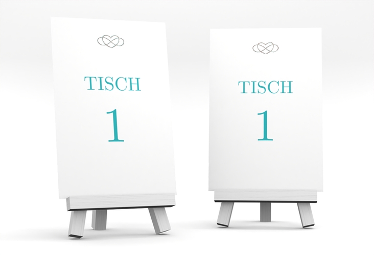 Tischnummer Hochzeit Infinity Tischaufsteller tuerkis rosegold