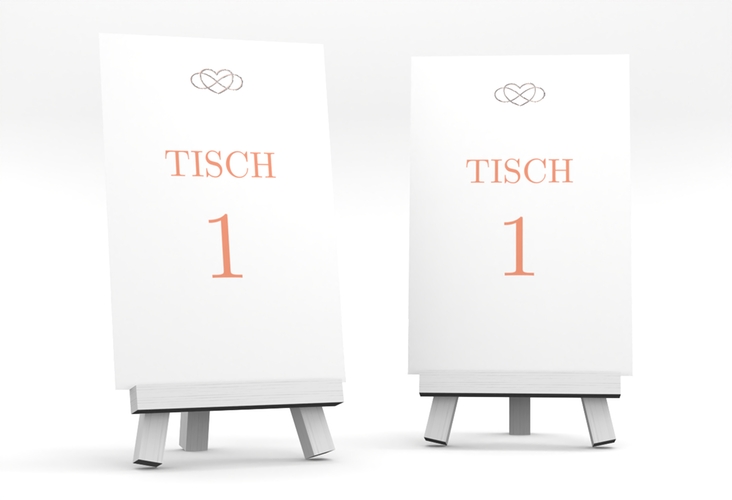 Tischnummer Hochzeit Infinity Tischaufsteller apricot silber