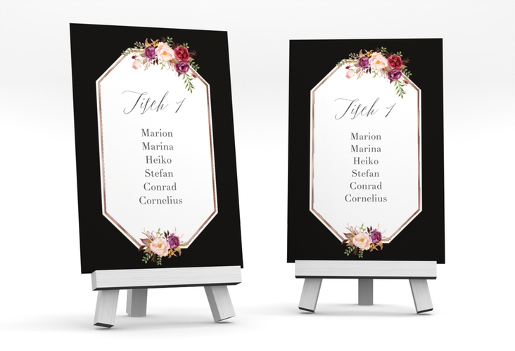 Tischaufsteller Hochzeit Prachtvoll Tischaufsteller schwarz rosegold