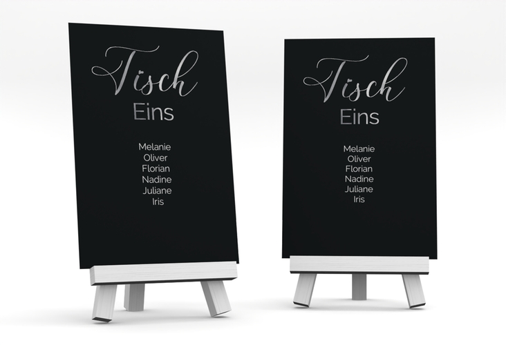 Tischaufsteller Hochzeit Eheschließung Tischaufsteller schwarz silber