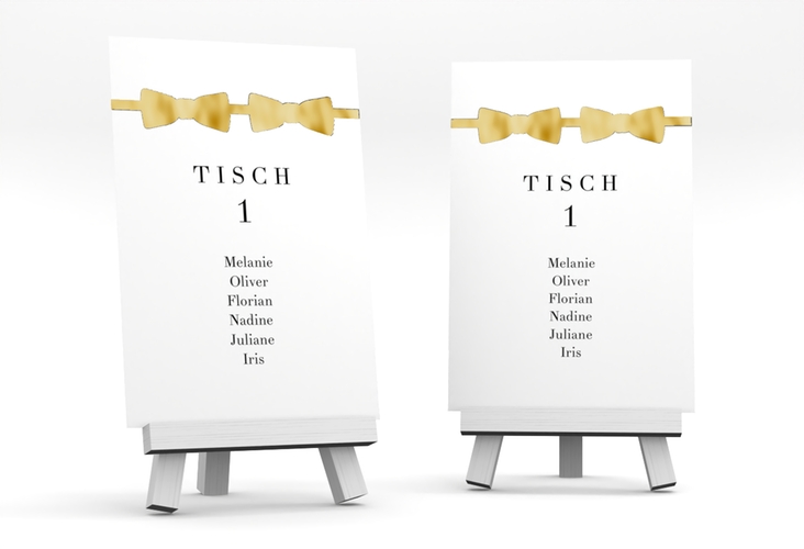 Tischaufsteller Hochzeit Suits Tischaufsteller schwarz gold