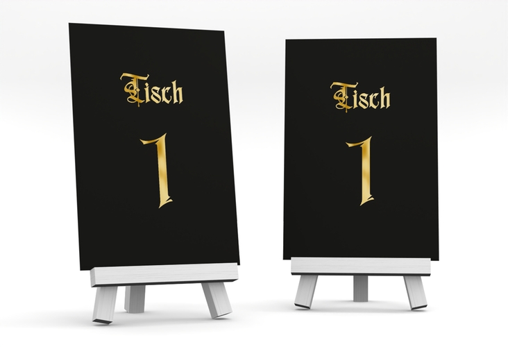 Tischnummer Hochzeit Wednesday Tischaufsteller schwarz gold