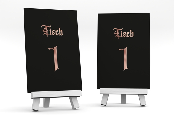 Tischnummer Hochzeit Wednesday Tischaufsteller schwarz rosegold