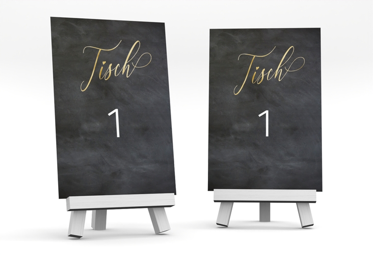 Tischnummer Hochzeit Chalkboard Tischaufsteller schwarz gold