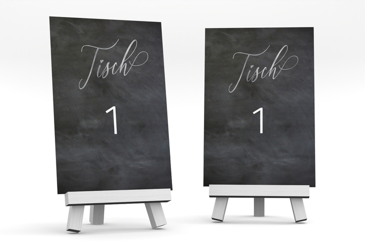 Tischnummer Hochzeit Chalkboard Tischaufsteller schwarz silber