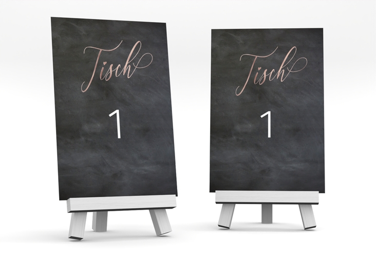 Tischnummer Hochzeit Chalkboard Tischaufsteller schwarz rosegold