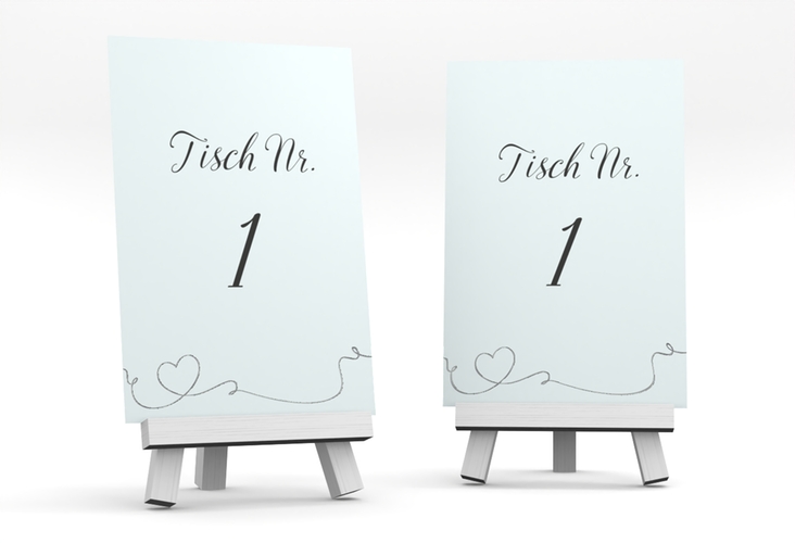 Tischnummer Hochzeit Dolce Tischaufsteller tuerkis silber