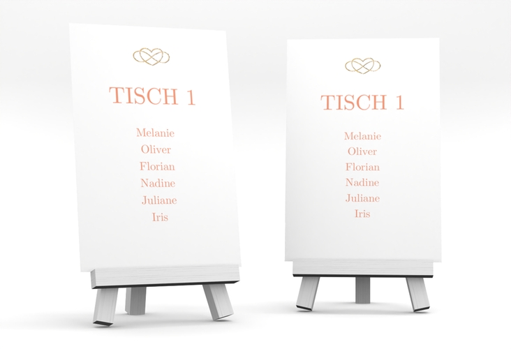 Tischaufsteller Hochzeit Infinity Tischaufsteller apricot gold