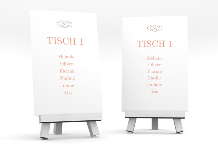 Tischaufsteller Hochzeit Infinity Tischaufsteller apricot rosegold