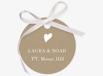 Geschenkanhänger Hochzeit Kalligrafie Geschenkanhänger, rund Kraftpapier