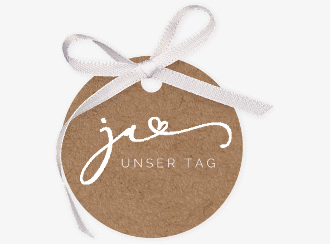 Klick: Details zu Geschenkanhänger Hochzeit "Jawort" anzeigen Geschenkanhänger Hochzeit Jawort Geschenkanhänger, rund Kraftpapier modern minimalistisch mit veredelter Aufschrift