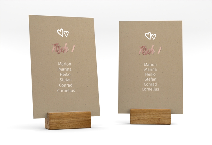 Tischaufsteller Hochzeit Icons Tischaufsteller Kraftpapier rosegold