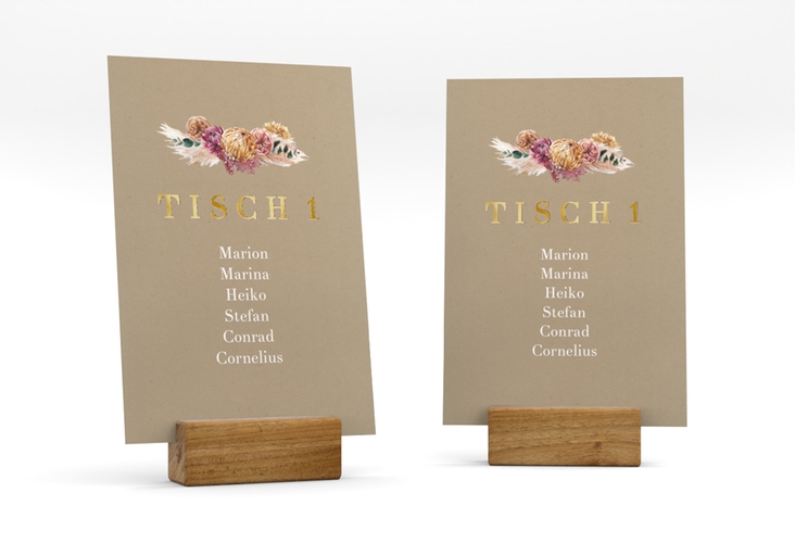 Tischaufsteller Hochzeit Bohochic Tischaufsteller Kraftpapier gold