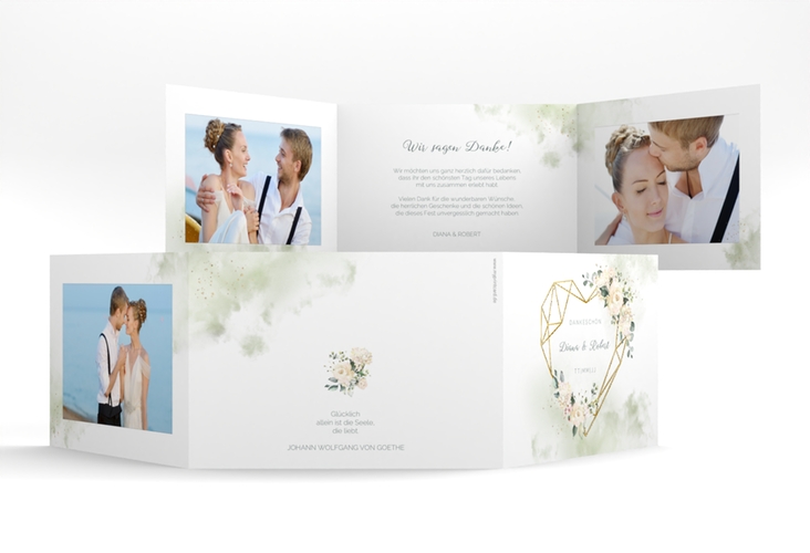 Danksagungskarte Hochzeit Adore A6 Doppel-Klappkarte gold