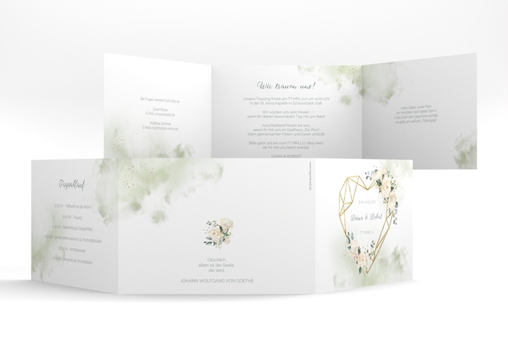 Hochzeitseinladung Adore A6 Doppel-Klappkarte gold