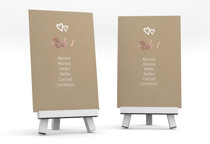 Tischaufsteller Hochzeit Icons Tischaufsteller Kraftpapier rosegold