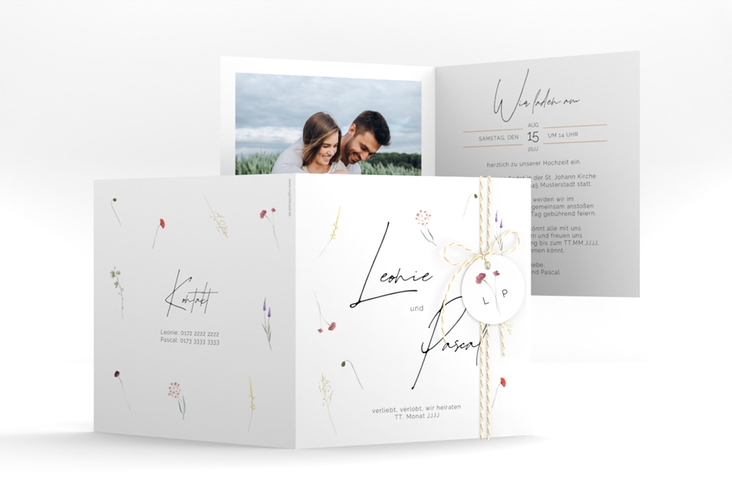 Hochzeitseinladung Feldblume quadr. Klappkarte