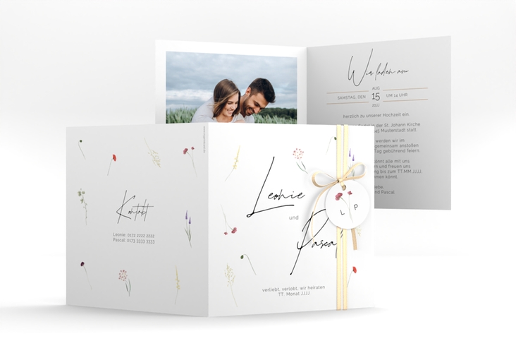 Hochzeitseinladung Feldblume quadr. Klappkarte