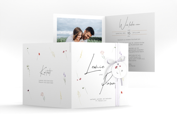 Hochzeitseinladung Feldblume quadr. Klappkarte
