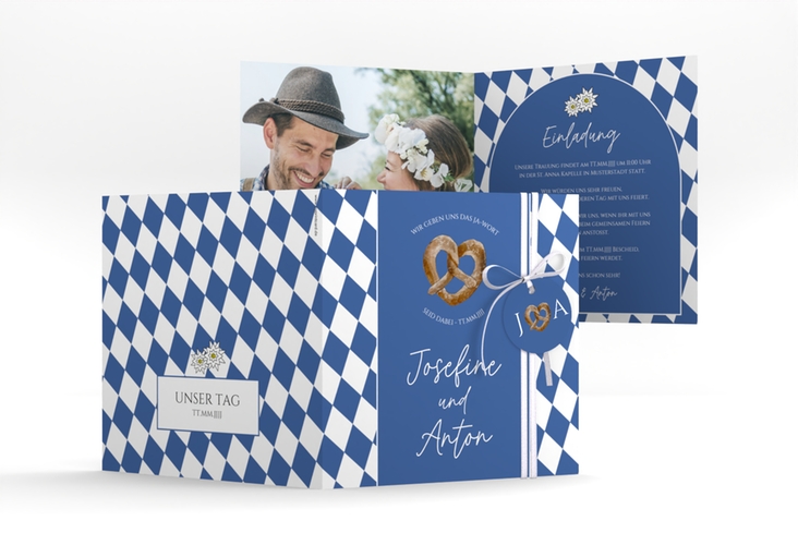 Hochzeitseinladung Bayrisch quadr. Klappkarte