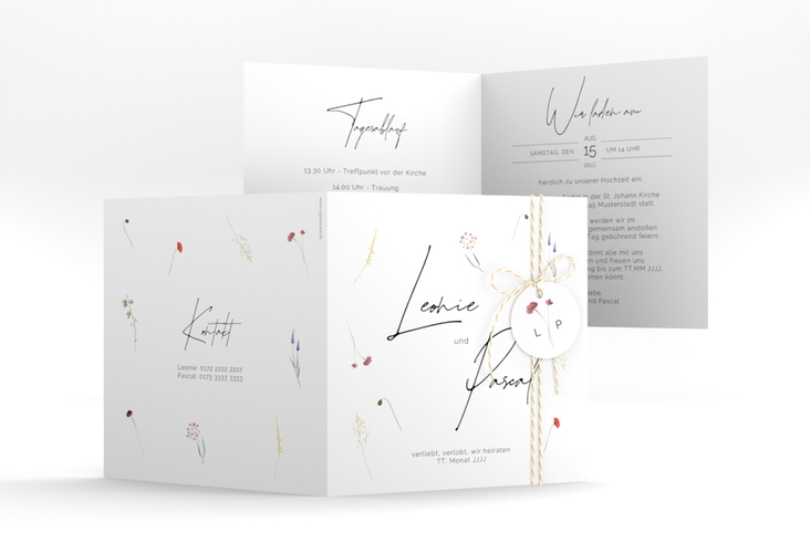 Hochzeitseinladung Feldblume quadr. Klappkarte