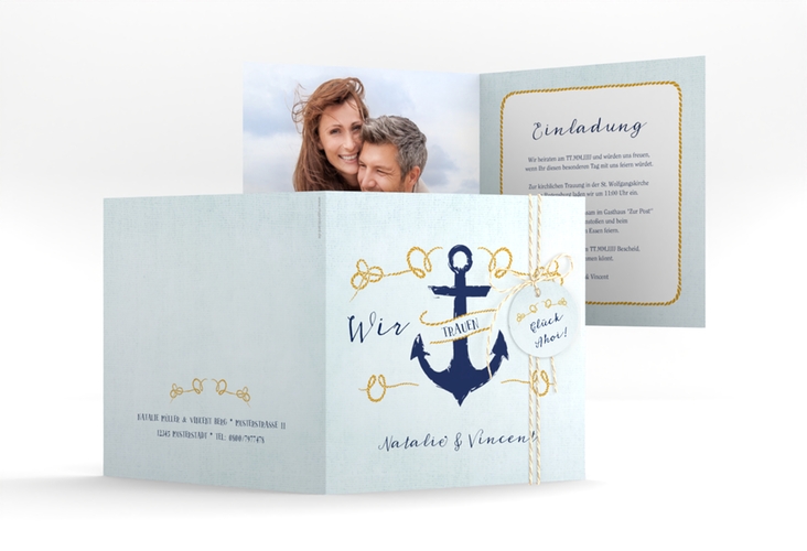 Hochzeitseinladung Anker quadr. Klappkarte