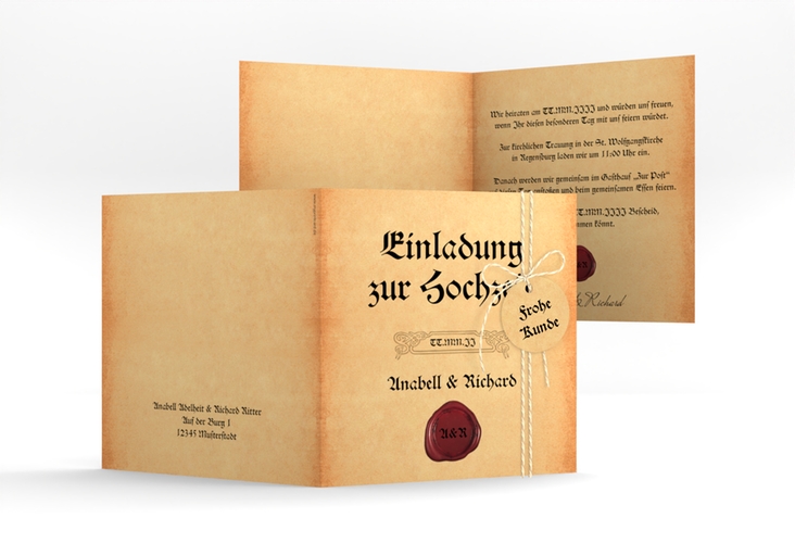 Einladung Hochzeit Mittelalter quadr. Klappkarte