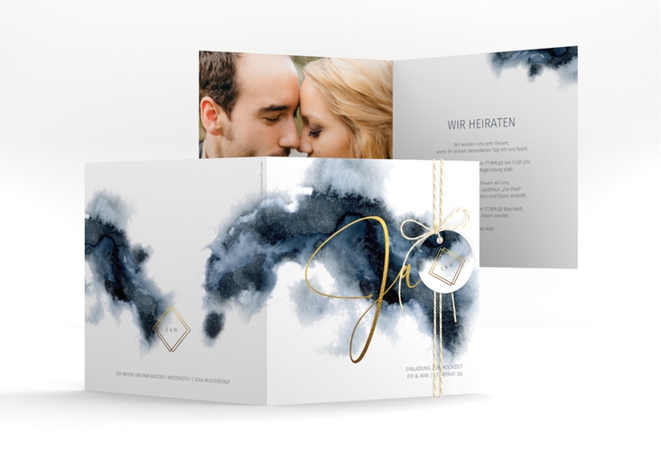 Hochzeitseinladung Aquarellic quadr. Klappkarte weiss