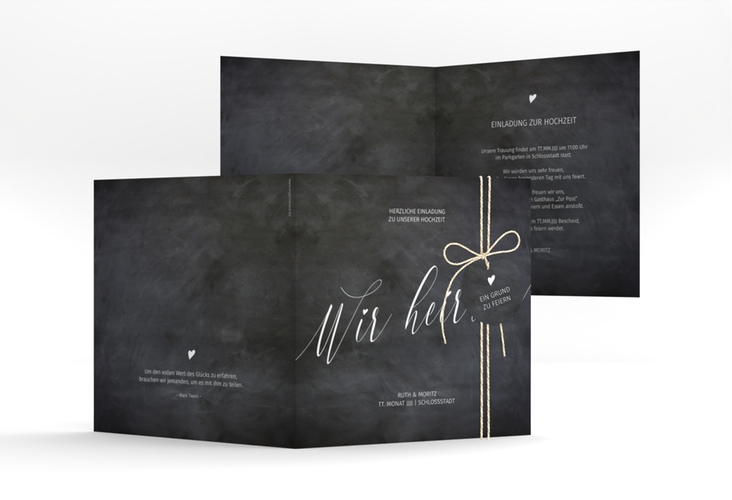 Hochzeitseinladung Chalkboard quadr. Klappkarte mit Folienveredelung