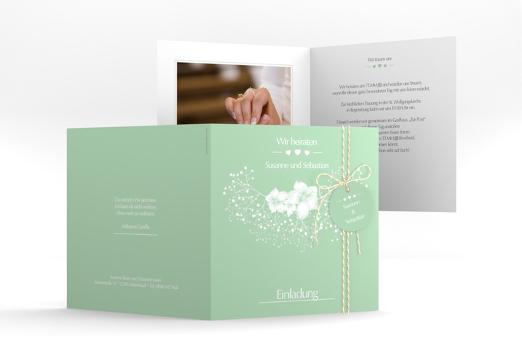 Hochzeitseinladung Jena quadr. Klappkarte mint hochglanz