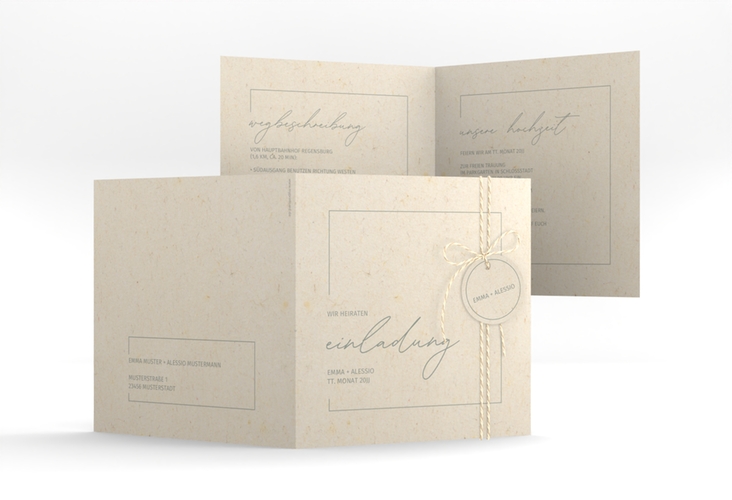 Hochzeitseinladung Simple Line quadr. Klappkarte beige