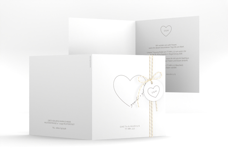 Hochzeitseinladung Lebenstraum quadr. Klappkarte weiss hochglanz