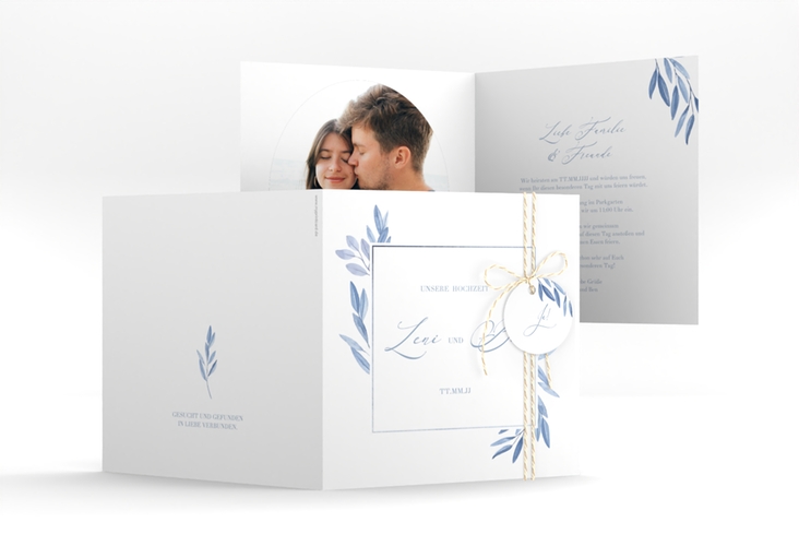 Hochzeitseinladung Classicblue quadr. Klappkarte
