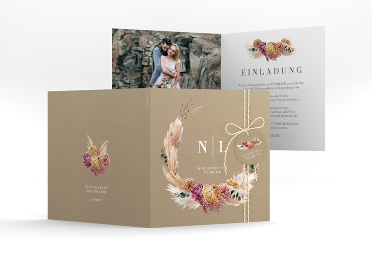 Hochzeitseinladung Bohochic quadr. Klappkarte