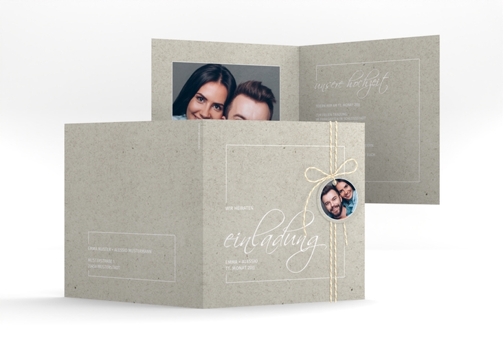Hochzeitseinladung Simple Line quadr. Klappkarte grau