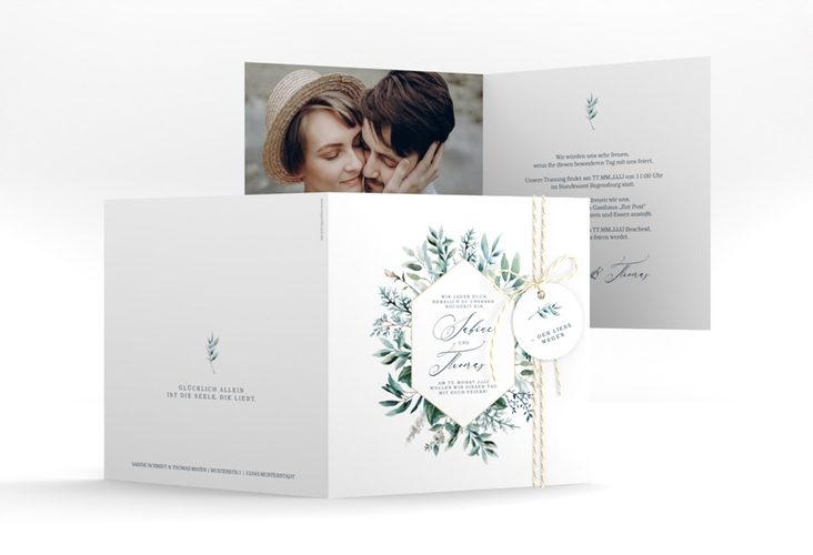 Hochzeitseinladung Lumiere quadr. Klappkarte weiss hochglanz