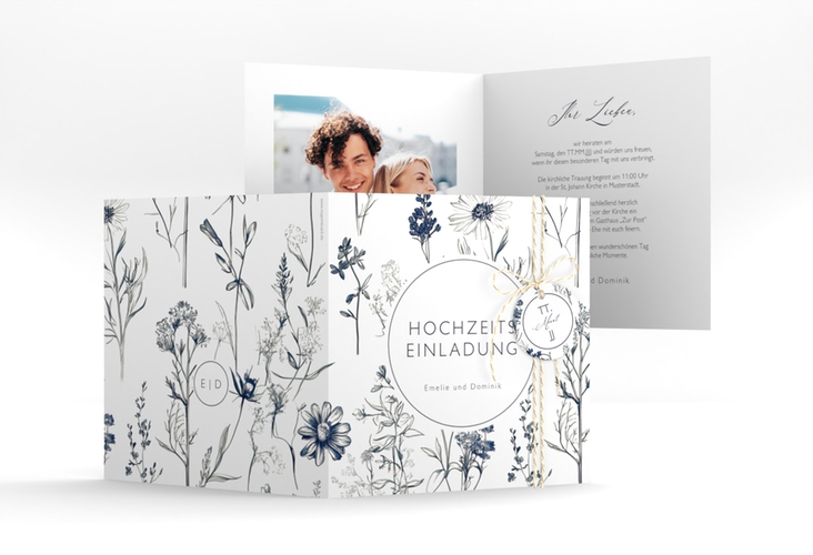 Hochzeitseinladung Chinoiserie Floral quadr. Klappkarte