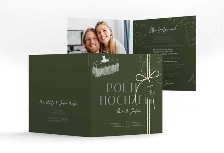 Hochzeitseinladung Polterhochzeit quadr. Klappkarte