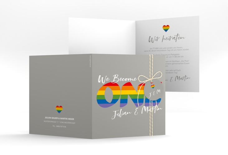 Hochzeitseinladung Pride quadr. Klappkarte bunt