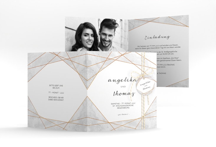 Hochzeitseinladung Asymmetry quadr. Klappkarte