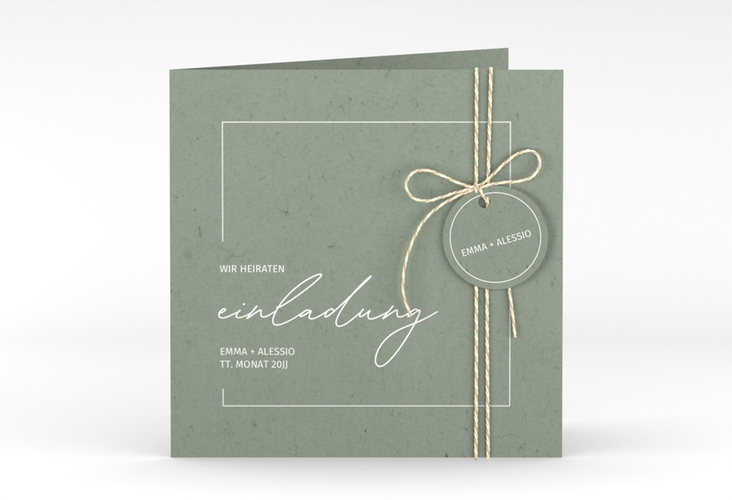Hochzeitseinladung Simple Line quadr. Klappkarte gruen