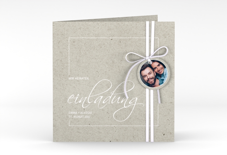Hochzeitseinladung Simple Line quadr. Klappkarte grau
