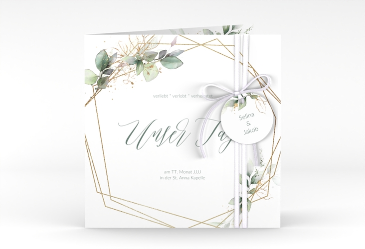 Hochzeitseinladung Greenish quadr. Klappkarte