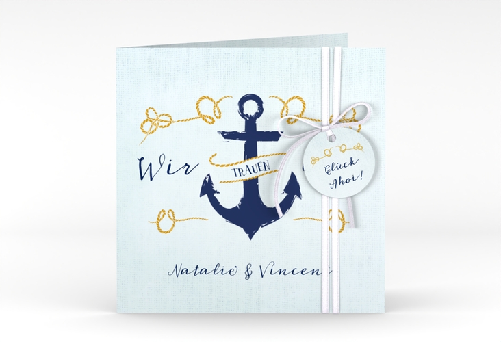 Hochzeitseinladung Anker quadr. Klappkarte