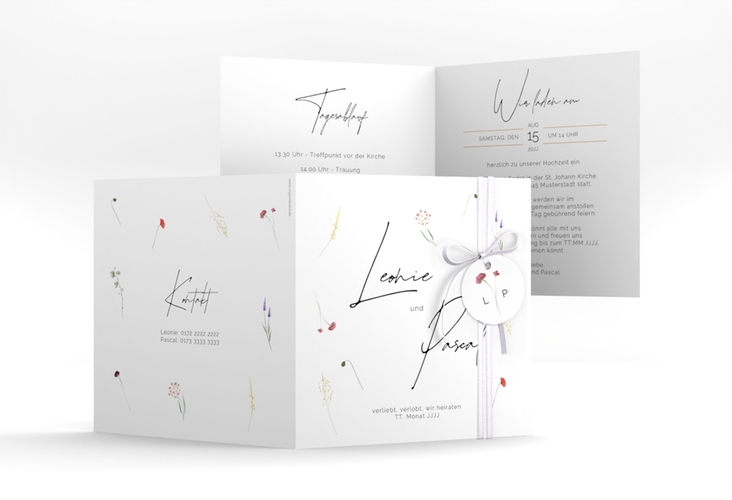 Hochzeitseinladung Feldblume quadr. Klappkarte