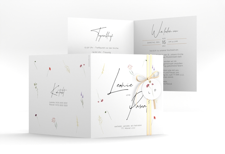 Hochzeitseinladung Feldblume quadr. Klappkarte