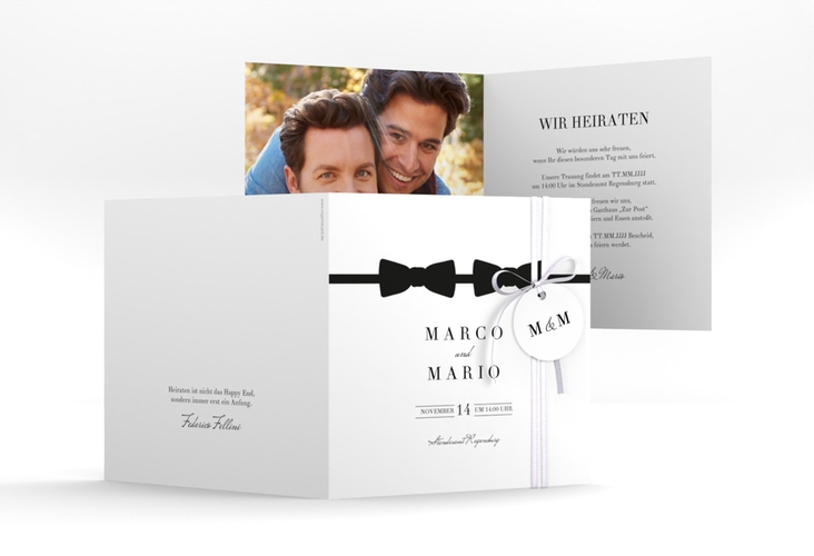 Hochzeitseinladung Suits quadr. Klappkarte